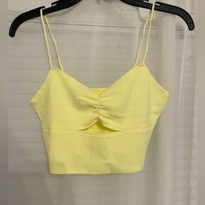 PacSun PAC cares light pastel yellow cut out crop top